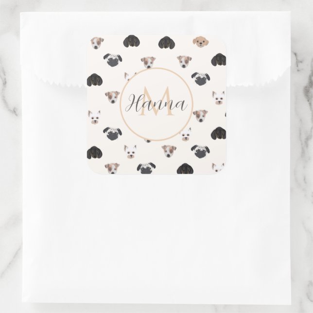 Sticker Carré Illustration de Chiens De Chien De Chien De Chien  (Sac)