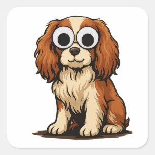 Sticker Carré Illustration de chiot aux yeux Google mignons