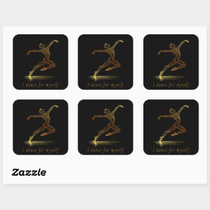 Sticker Carré Illustration de danseuse de ballet dorée : grâce e