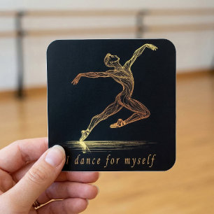 Sticker Carré Illustration de danseuse de ballet dorée : grâce e
