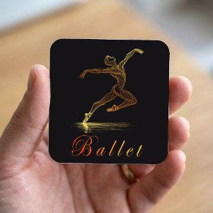 Sticker Carré Illustration de danseuse de ballet élégante en lig