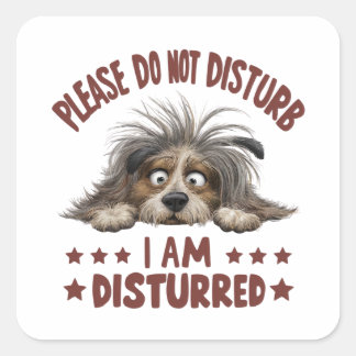 Sticker Carré Illustration de dessin représentant un chien débra