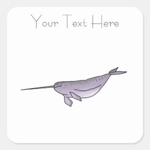 Sticker Carré Illustration de Digitals Narwhal, animal de mer