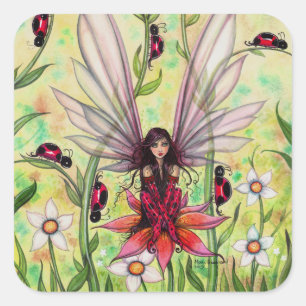 Sticker Carré Illustration de fantasy artistique d'une jolie coc