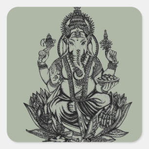Sticker Carré Illustration de Ganesh