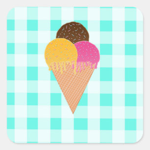 Sticker Carré Illustration de glace colorée