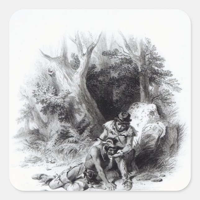 Sticker Carré Illustration de "La Dernière des Mohicans" (Devant)