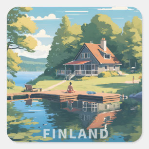 Sticker Carré Illustration de la nature finlandaise