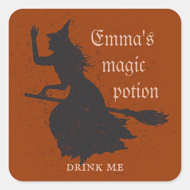 Sticker Carré Illustration de la potion magique sorcière Hallowe (Devant)