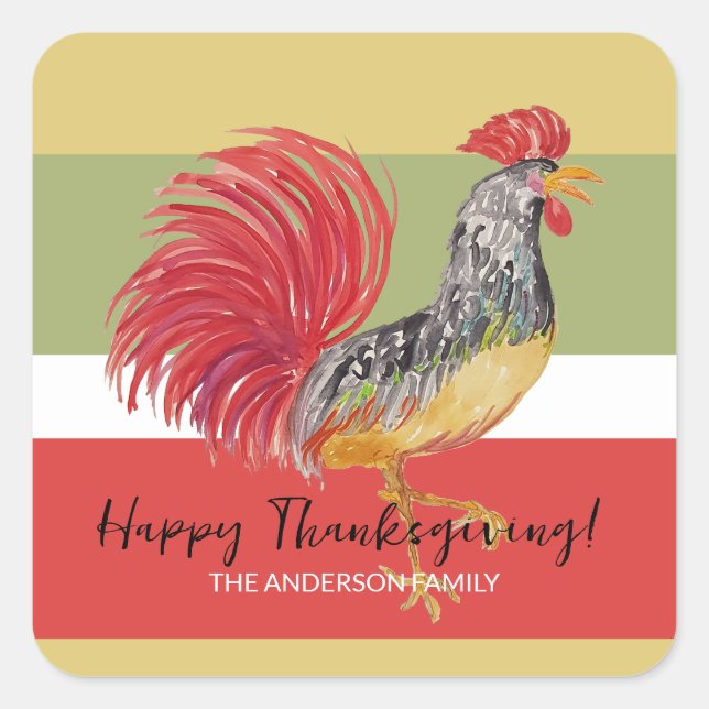 Sticker Carré Illustration de l'aquarelle rouge (Devant)