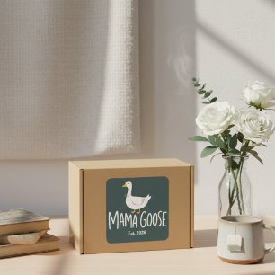 Sticker Carré Illustration de l'oie minimaliste Mama Goose