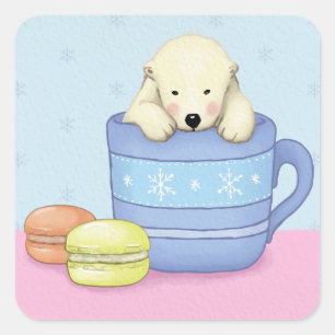 Sticker Carré Illustration de l'ours polaire mou