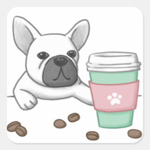 Sticker Carré Illustration de mignons haricots de chien, de coup
