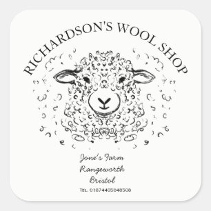 Sticker Carré Illustration de mouton doodle mignon - Boutique de