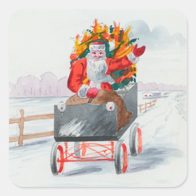 Sticker Carré Illustration de Noël Clause Holiday (Devant)