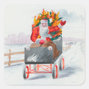 Sticker Carré Illustration de Noël Clause Holiday