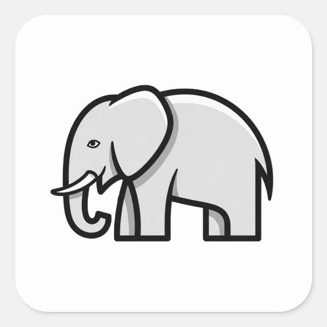 Sticker Carré Illustration d'éléphant minimal équilibré (Devant)