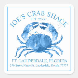 Sticker Carré Illustration des aquarelles de crabe bleu