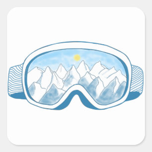 Sticker Carré Illustration des lunettes de ski de montagne