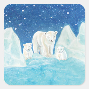 Sticker Carré Illustration des ours polaires