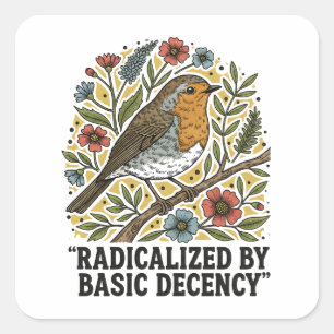 Sticker Carré Illustration d'oiseau d'art folklorique pour la ju