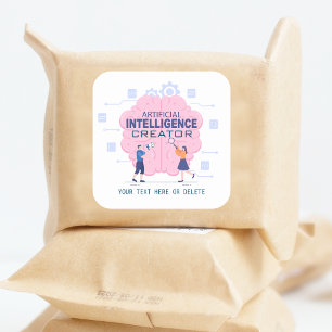 Sticker Carré Illustration du cerveau rose Intelligence artifici