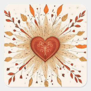 Sticker Carré Illustration du coeur du Boho
