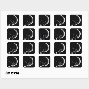 Sticker Carré Illustration du Croissant de Lune pour Pêcher des