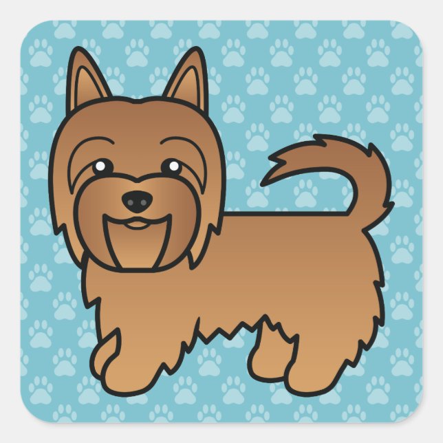 Sticker Carré Illustration du dessin du chien rouge Terrier aust (Devant)