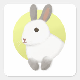 Sticker Carré Illustration du lapin mignon