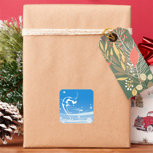 Sticker Carré Illustration du sport de patinage sur glace