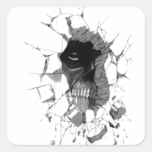 Sticker Carré Illustration du visage de squelette (Devant)
