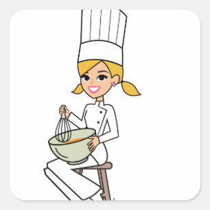 Sticker Carré Illustration d'une fille chef unique