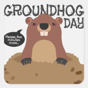 Sticker Carré Illustration d'une journée de marmotte