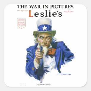 Sticker Carré Illustration patriotique vintage de l'oncle Sam po