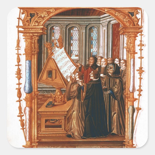 Sticker Carré Illustration représentant un choeur chantant le (Devant)