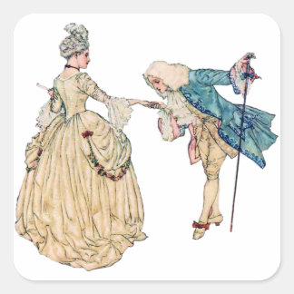 Sticker Carré Illustration Victorienne Du Seigneur Et De La Dame