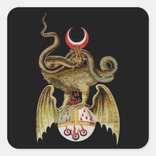 Sticker Carré Illustration Vintage Alchemy Dragon