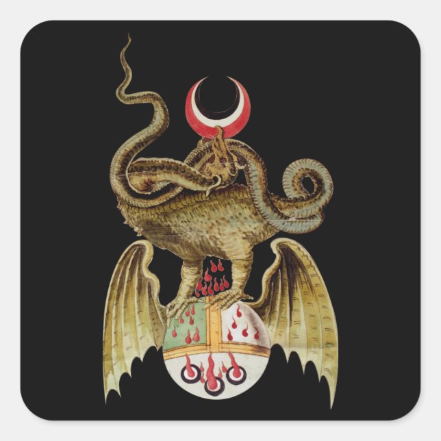 Sticker Carré Illustration Vintage Alchemy Dragon (Devant)