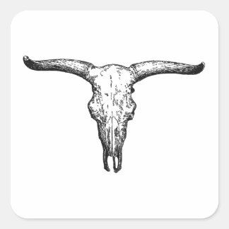 Sticker Carré Illustration vintage de crâne d'aurochs
