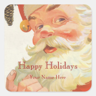 Sticker Carré Illustration vintage le père noël