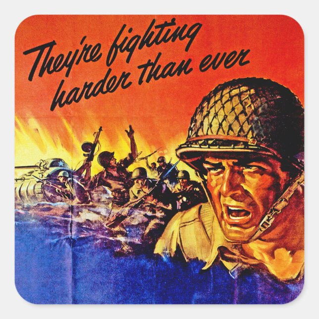 Sticker Carré Ils combattent plus dur que jamais (Devant)