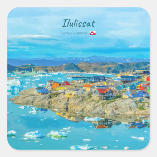 Sticker Carré Ilulissat, Groenland - Ville des Icebergs