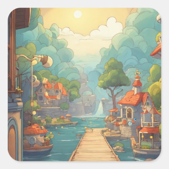 Sticker Carré Image colorée (Devant)