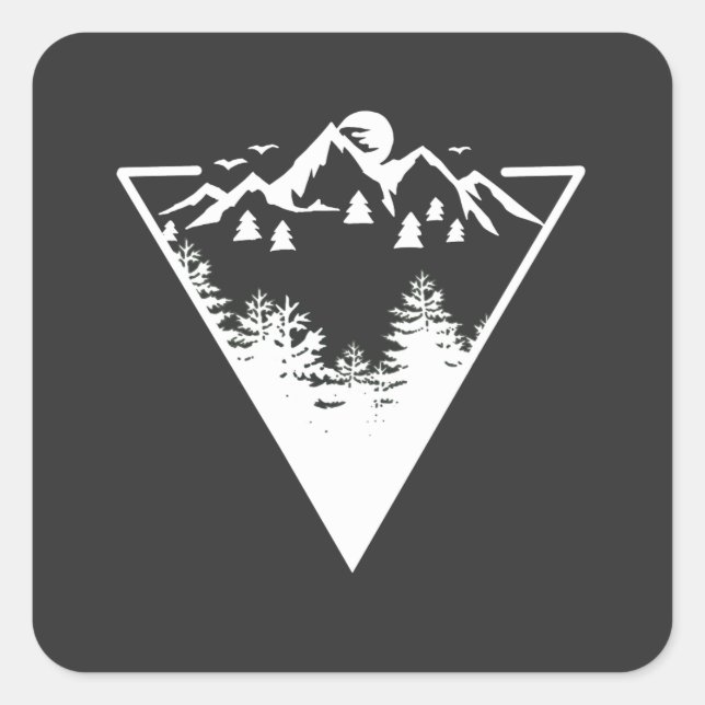 Sticker Carré Image de cadre triangle avec paysage sauvage (Devant)