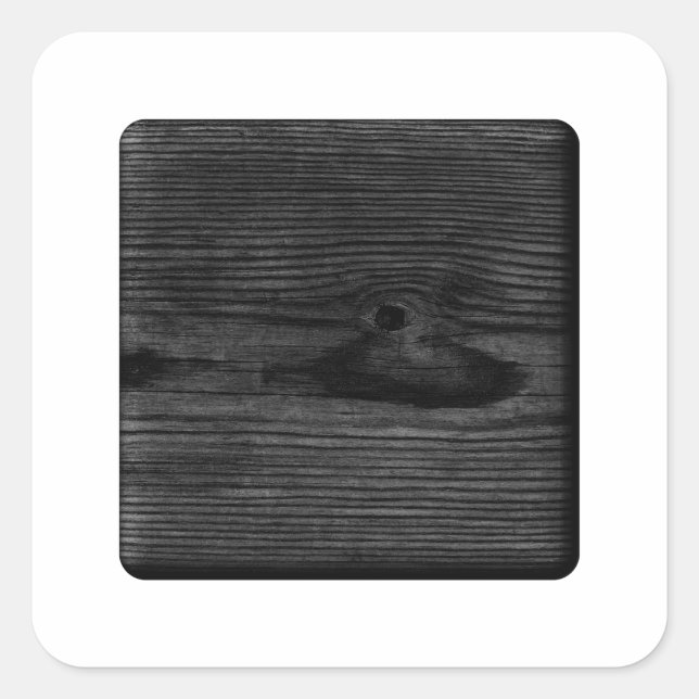 Sticker Carré Image en bois noir. (Devant)