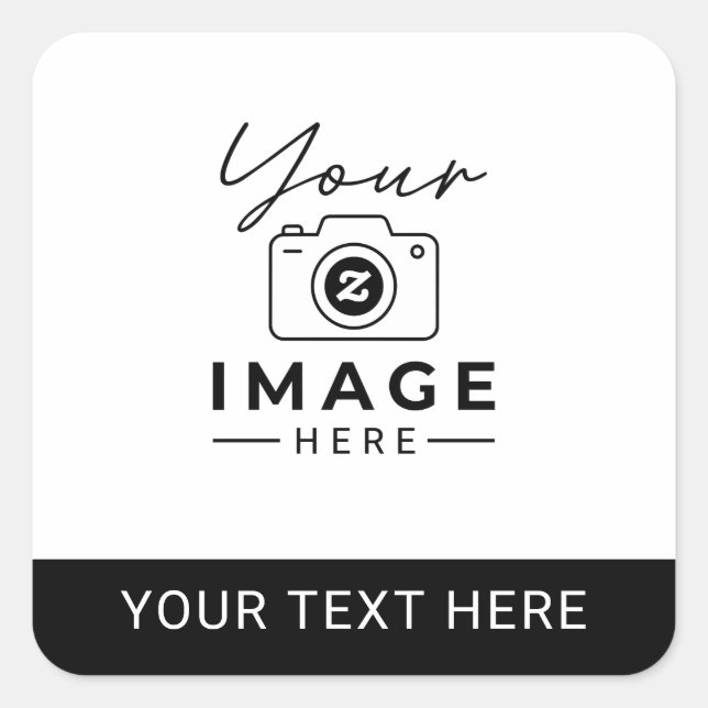 Sticker Carré Image et texte personnalisés (Devant)