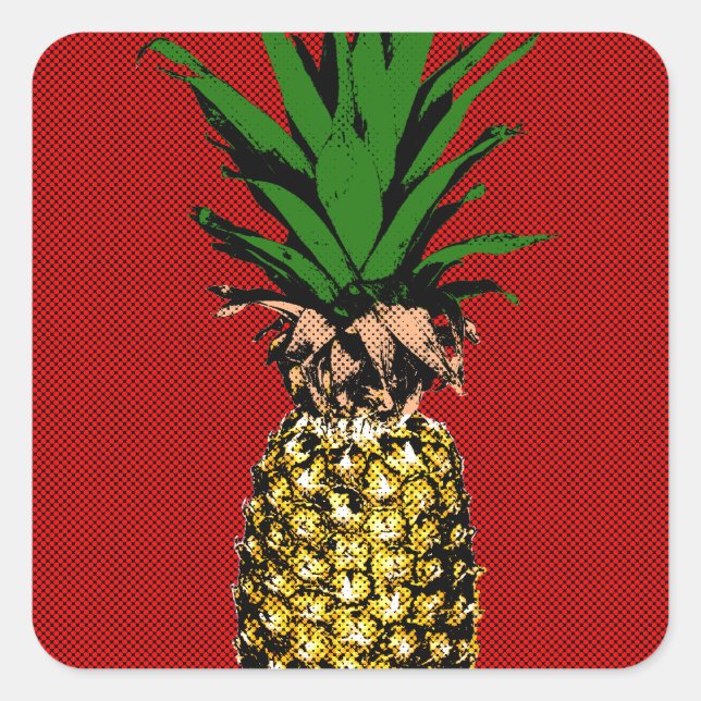 Sticker Carré Image Newsprint ananas (Devant)