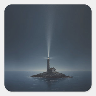 Sticker Carré images de phare minimaliste.