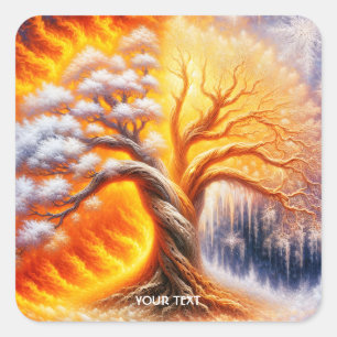 Sticker Carré Imaginaire arbre mou neige